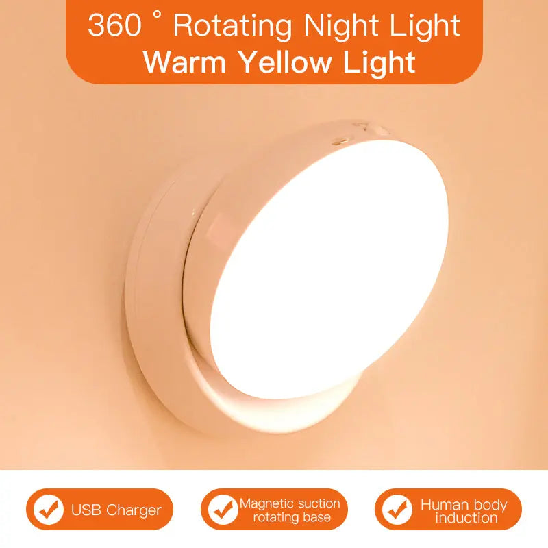 Rotating Human Body Sensor Light for Hallway, Garage, Wardrobe, Motion Sensor Night Light Nestora