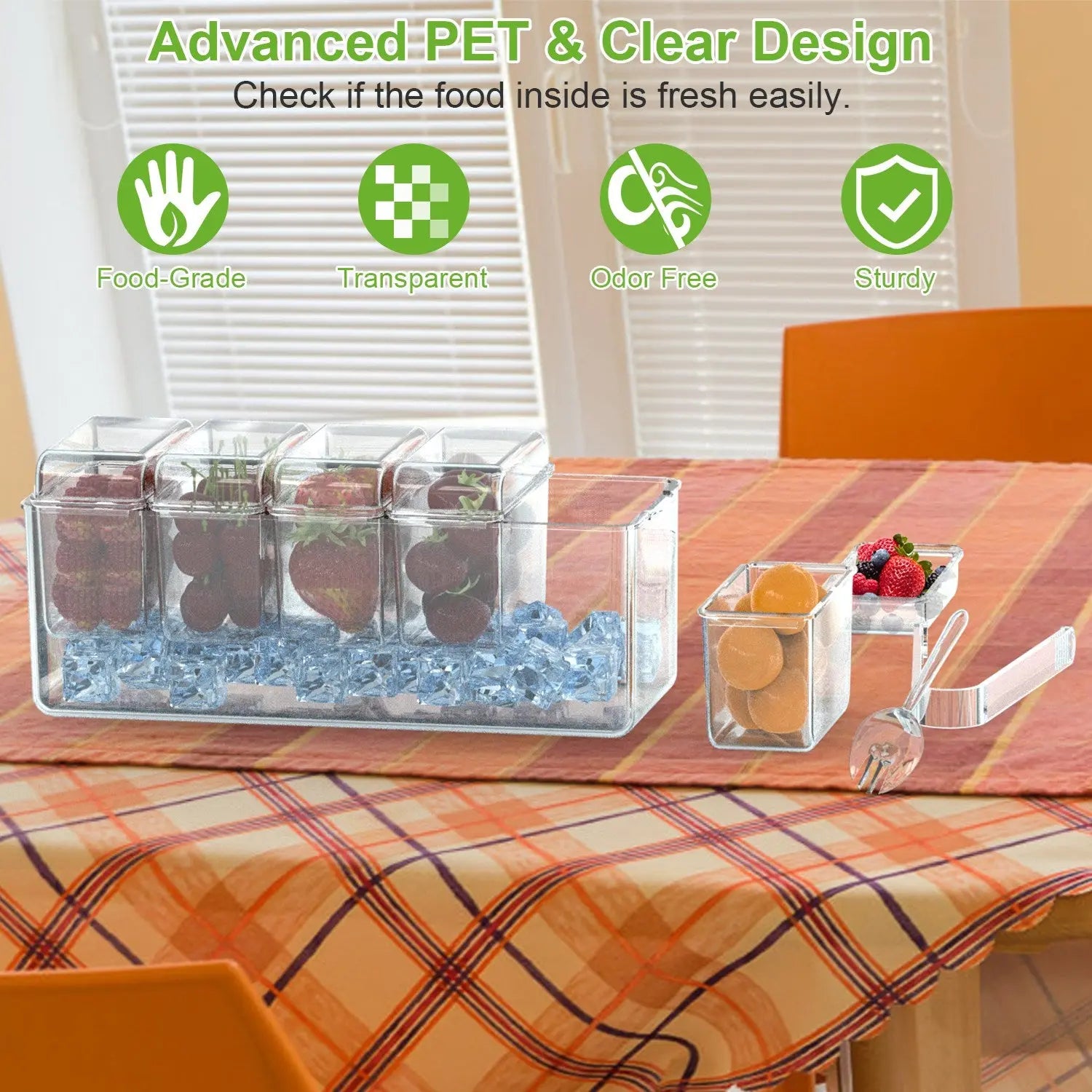 Ice Chilled Condiment Caddy with 5 Removable Containers Nestora