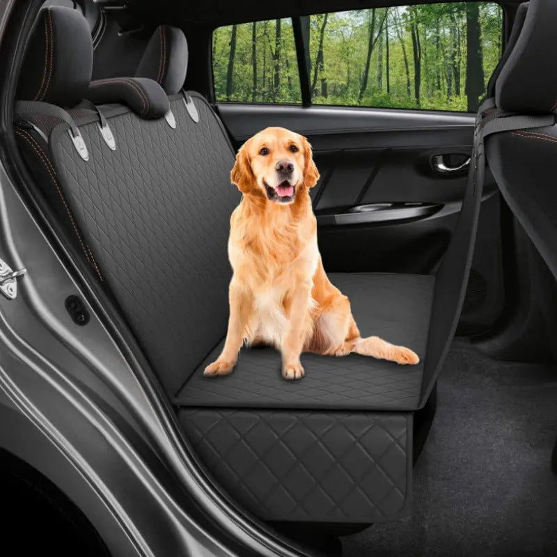 Dog Car Seat Cover with Mesh View, Pet Carrier Hammock, Safety Protector Rear Back Seat Mat with Zipper and Pocket for Travel Nestora