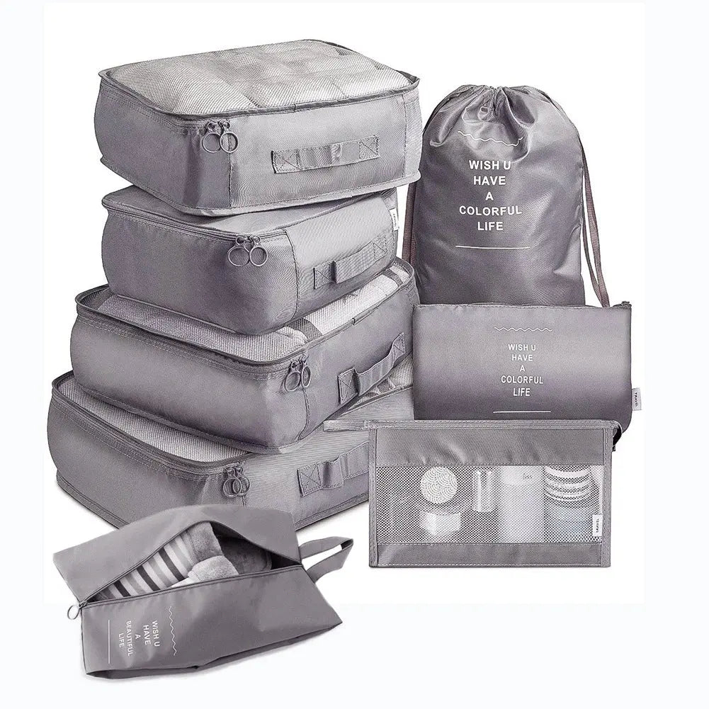 8-Piece Luggage Organizer Set Travel Storage Bags for Clothes, Underwear, and Shoes Nestora