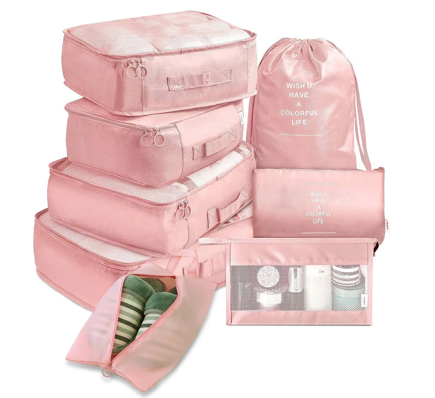 8-Piece Luggage Organizer Set Travel Storage Bags for Clothes, Underwear, and Shoes Nestora