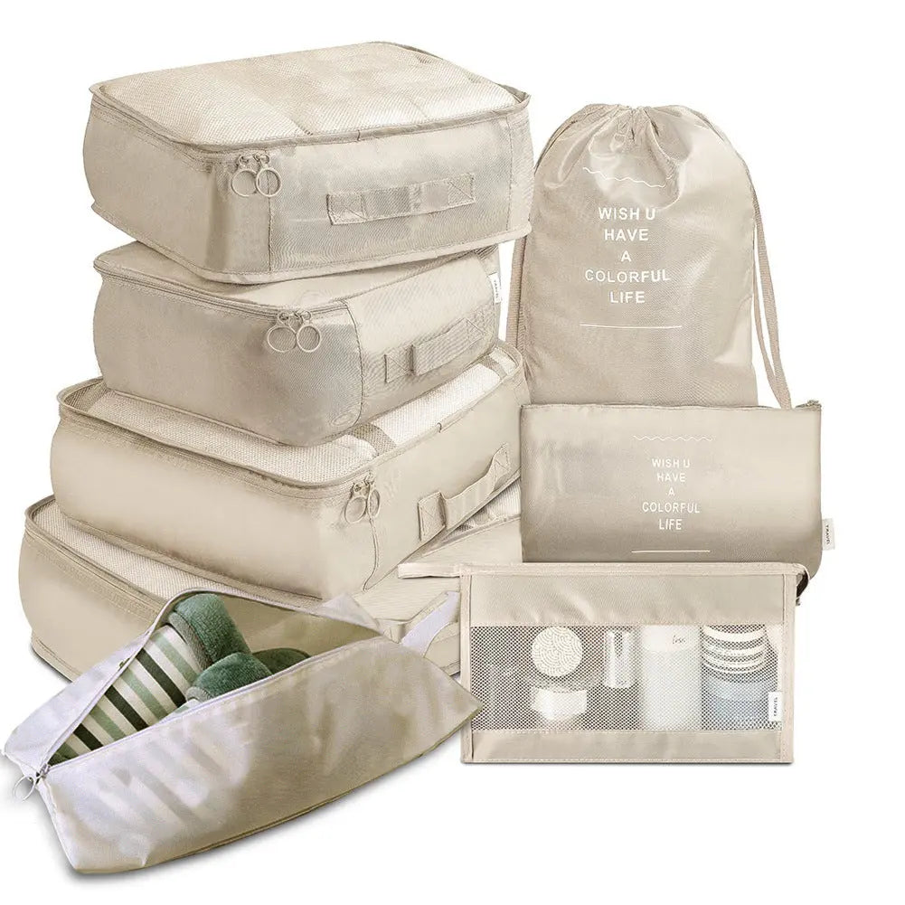 8-Piece Luggage Organizer Set Travel Storage Bags for Clothes, Underwear, and Shoes Nestora