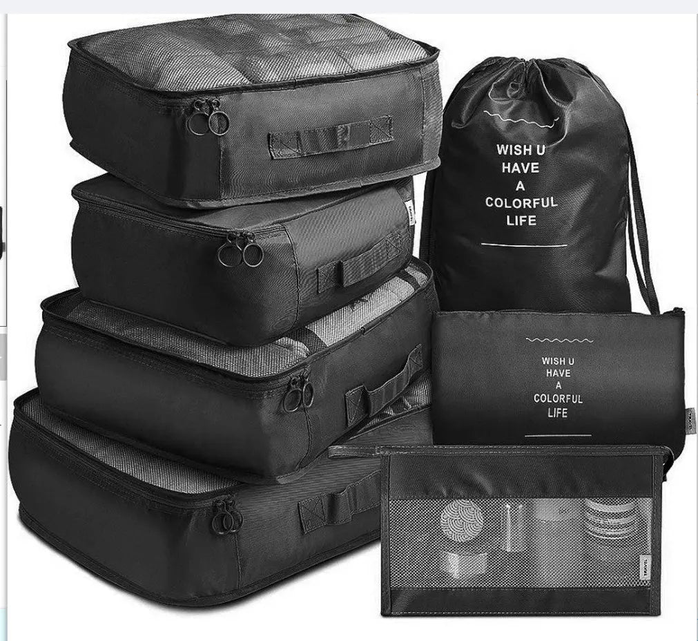 8-Piece Luggage Organizer Set Travel Storage Bags for Clothes, Underwear, and Shoes Nestora