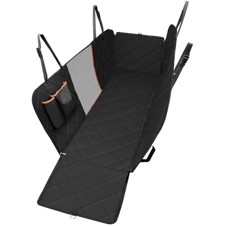 Dog Car Seat Cover with Mesh View, Pet Carrier Hammock, Safety Protector Rear Back Seat Mat with Zipper and Pocket for Travel Nestora