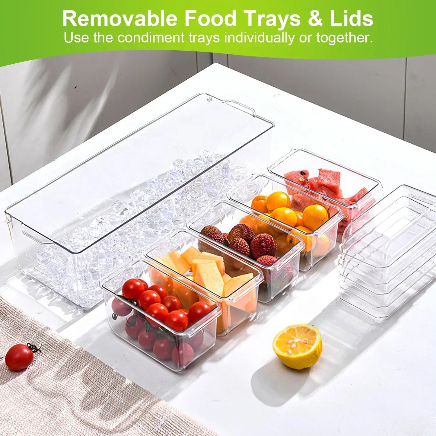 Ice Chilled Condiment Caddy with 5 Removable Containers Nestora