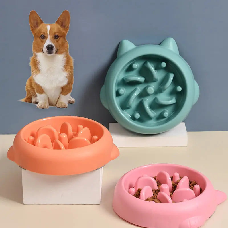 Pet Dog Cat Slow Feeder Bowl, Anti-Choking Slow Feeder Dish, Home Dog Eating Plate, Anti-Gulping Bowl Supplies Nestora