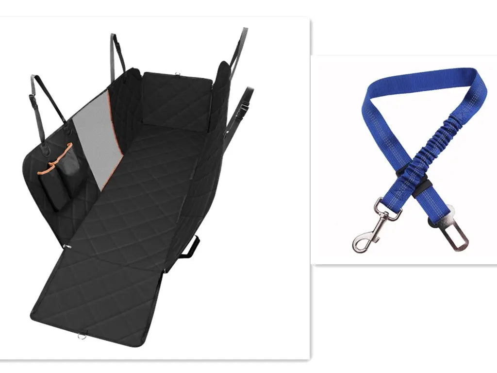 Dog Car Seat Cover with Mesh View, Pet Carrier Hammock, Safety Protector Rear Back Seat Mat with Zipper and Pocket for Travel Nestora