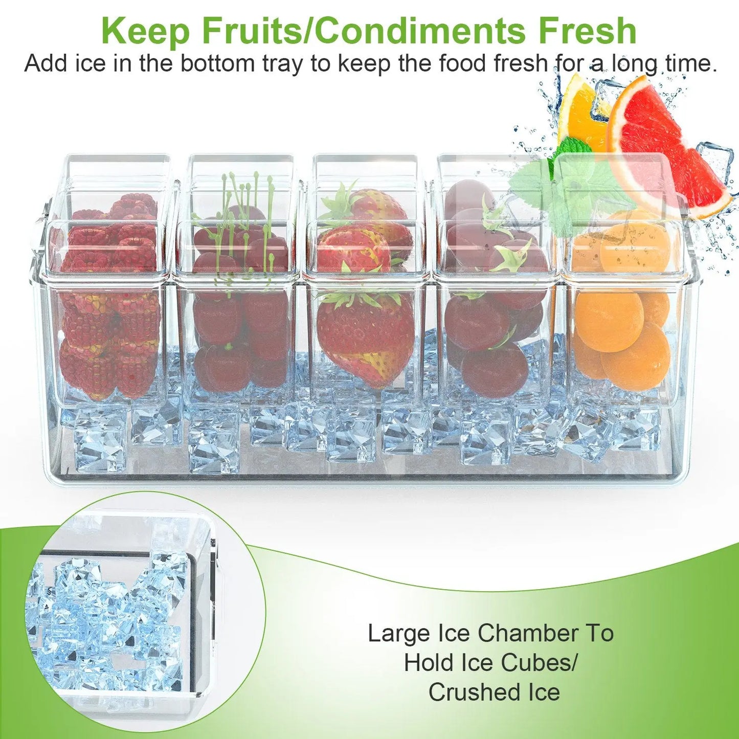 Ice Chilled Condiment Caddy with 5 Removable Containers Nestora