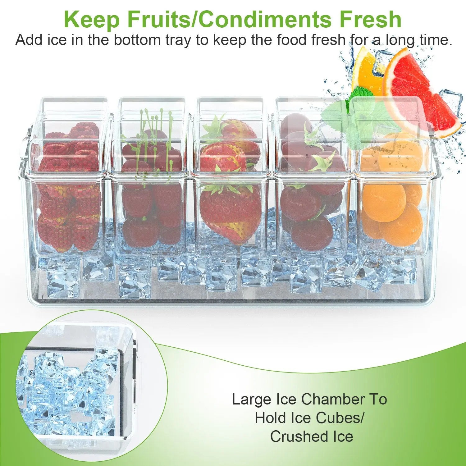 Ice Chilled Condiment Caddy with 5 Removable Containers Nestora
