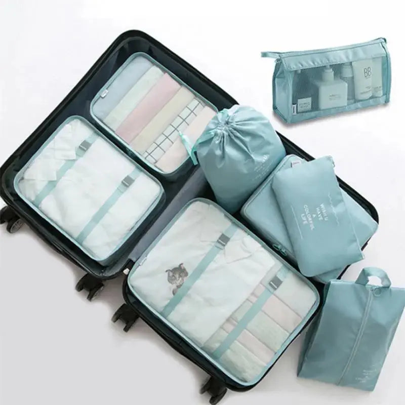 8-Piece Luggage Organizer Set Travel Storage Bags for Clothes, Underwear, and Shoes Nestora