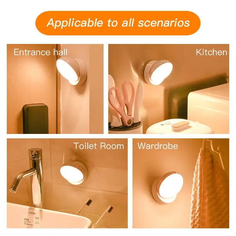Rotating Human Body Sensor Light for Hallway, Garage, Wardrobe, Motion Sensor Night Light Nestora