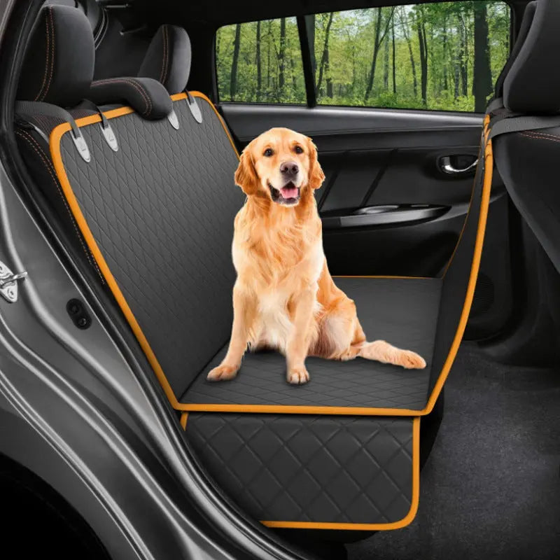 Dog Car Seat Cover with Mesh View, Pet Carrier Hammock, Safety Protector Rear Back Seat Mat with Zipper and Pocket for Travel Nestora