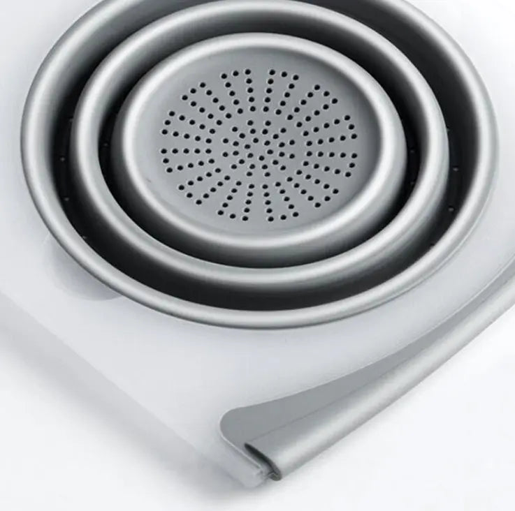 Innovative Multi-Functional 3-in-1 Chopping Board with Detachable Folding Drain Basket Sink Cutting Board Nestora