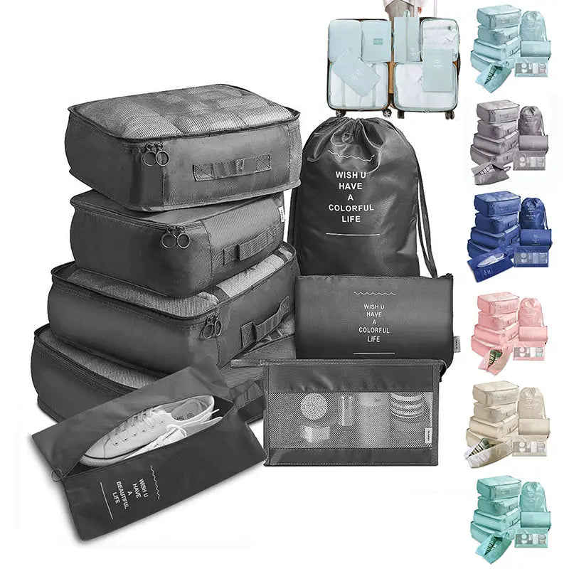 8-Piece Luggage Organizer Set Travel Storage Bags for Clothes, Underwear, and Shoes Nestora