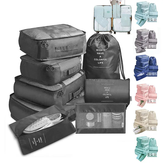 8-Piece Luggage Organizer Set Travel Storage Bags for Clothes, Underwear, and Shoes Nestora