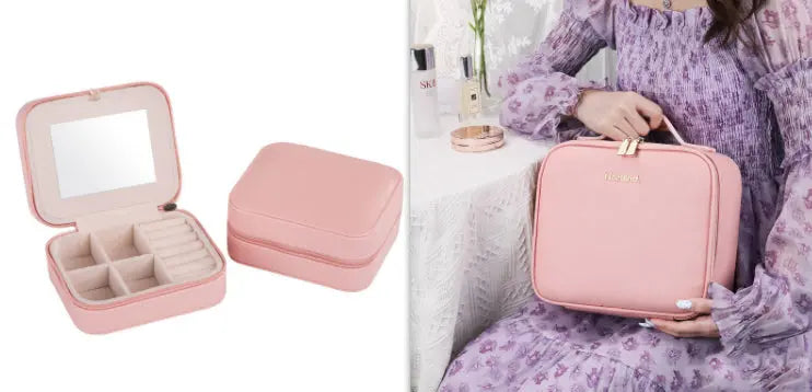 Smart LED Cosmetic Case with Mirror, Large-Capacity Fashion Portable Makeup Storage Bag for Travel Nestora
