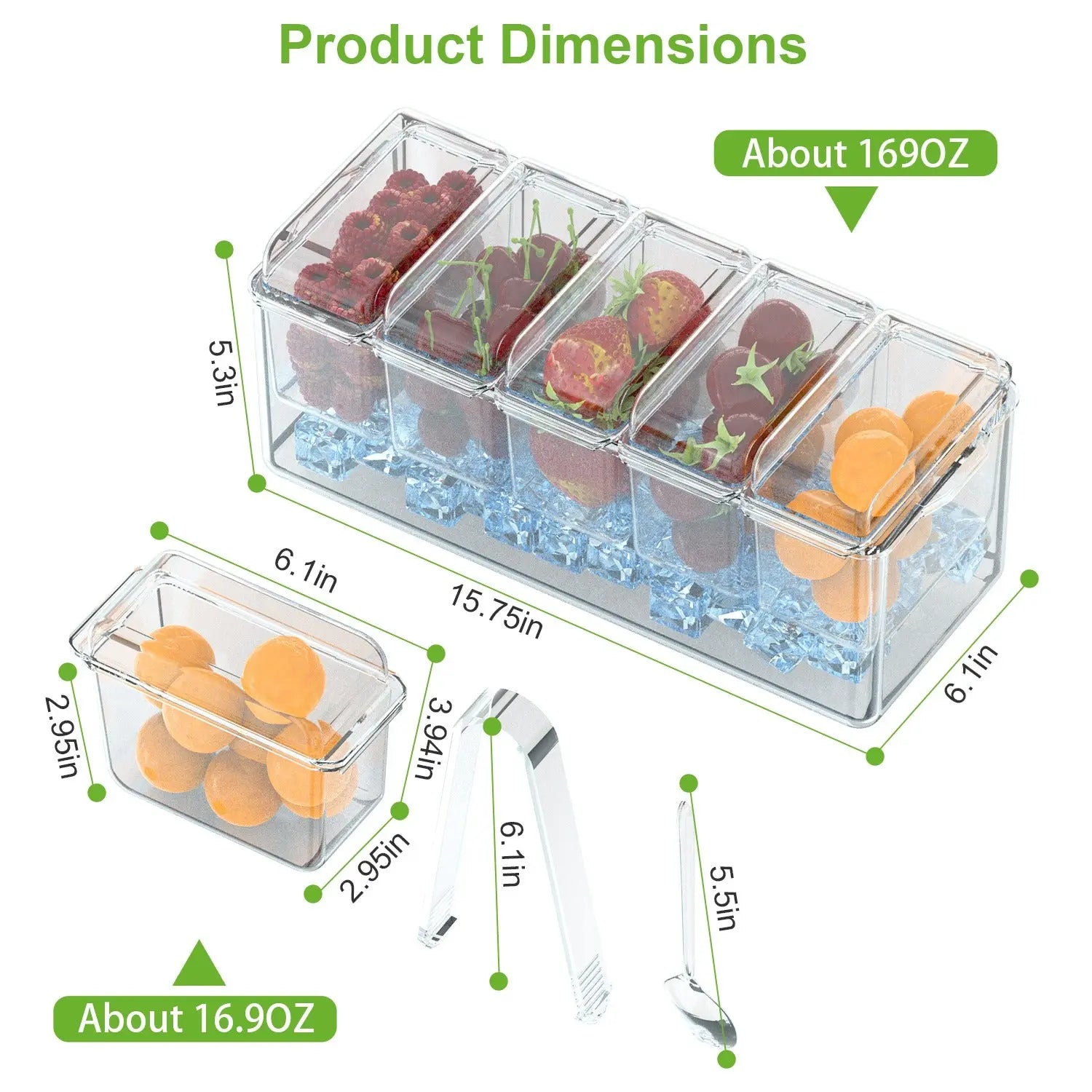 Ice Chilled Condiment Caddy with 5 Removable Containers Nestora