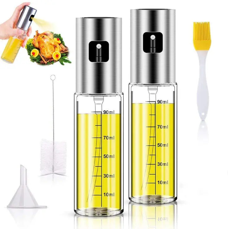 Stainless Steel Grill Kitchen Cooking Oil Spray Bottle with Scale Nestora