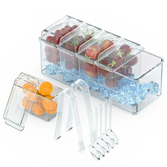 Ice Chilled Condiment Caddy with 5 Removable Containers Nestora