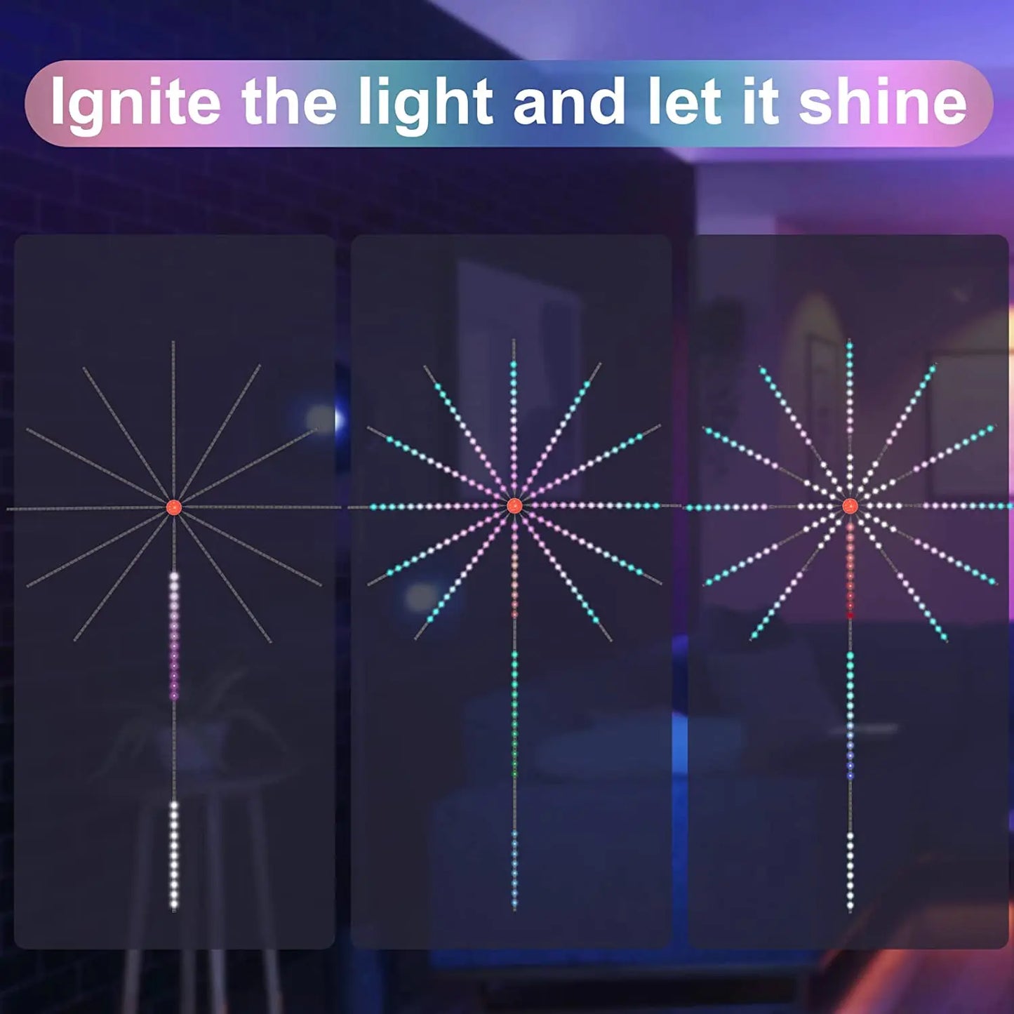 Firework LED Strip Lights, Music Sync, Color Changing, Remote Control LED Firework Light for Room Party Nestora
