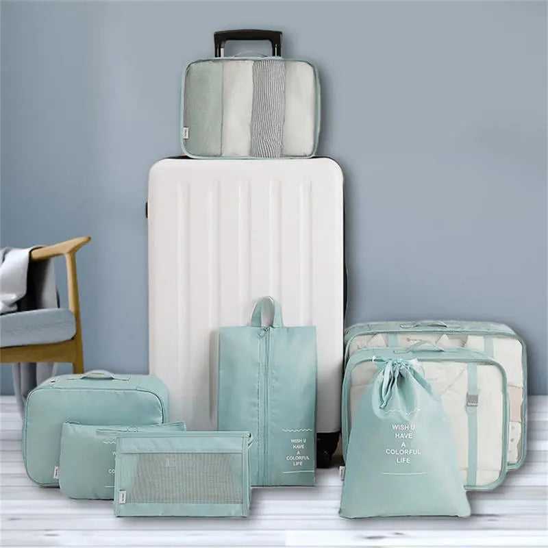 8-Piece Luggage Organizer Set Travel Storage Bags for Clothes, Underwear, and Shoes Nestora