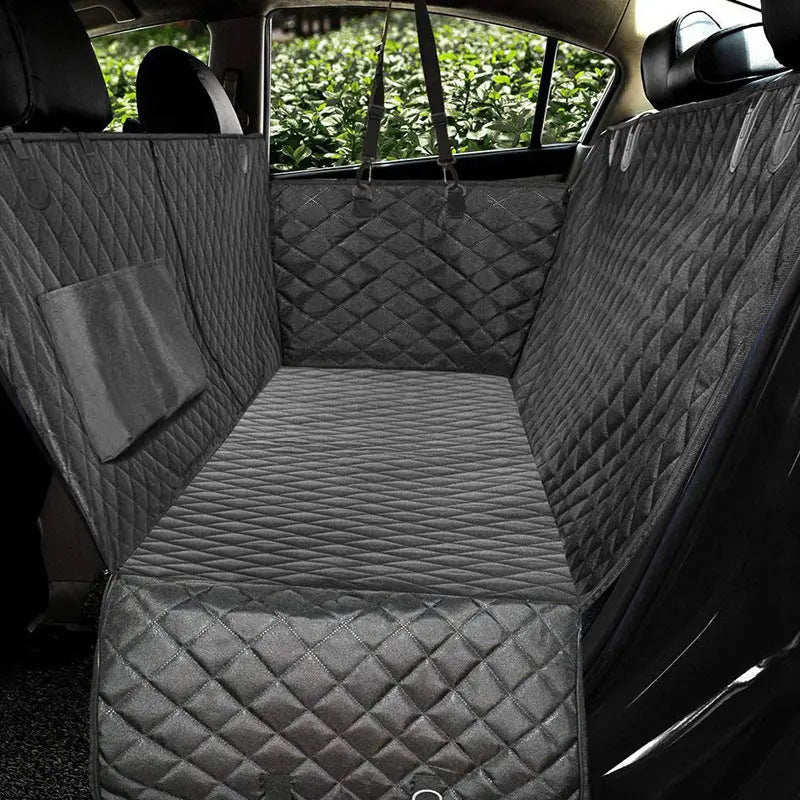 Dog Car Seat Cover with Mesh View, Pet Carrier Hammock, Safety Protector Rear Back Seat Mat with Zipper and Pocket for Travel Nestora