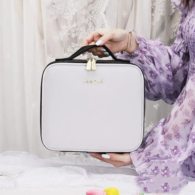 Smart LED Cosmetic Case with Mirror, Large-Capacity Fashion Portable Makeup Storage Bag for Travel Nestora