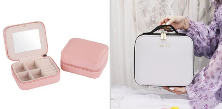 Smart LED Cosmetic Case with Mirror, Large-Capacity Fashion Portable Makeup Storage Bag for Travel Nestora