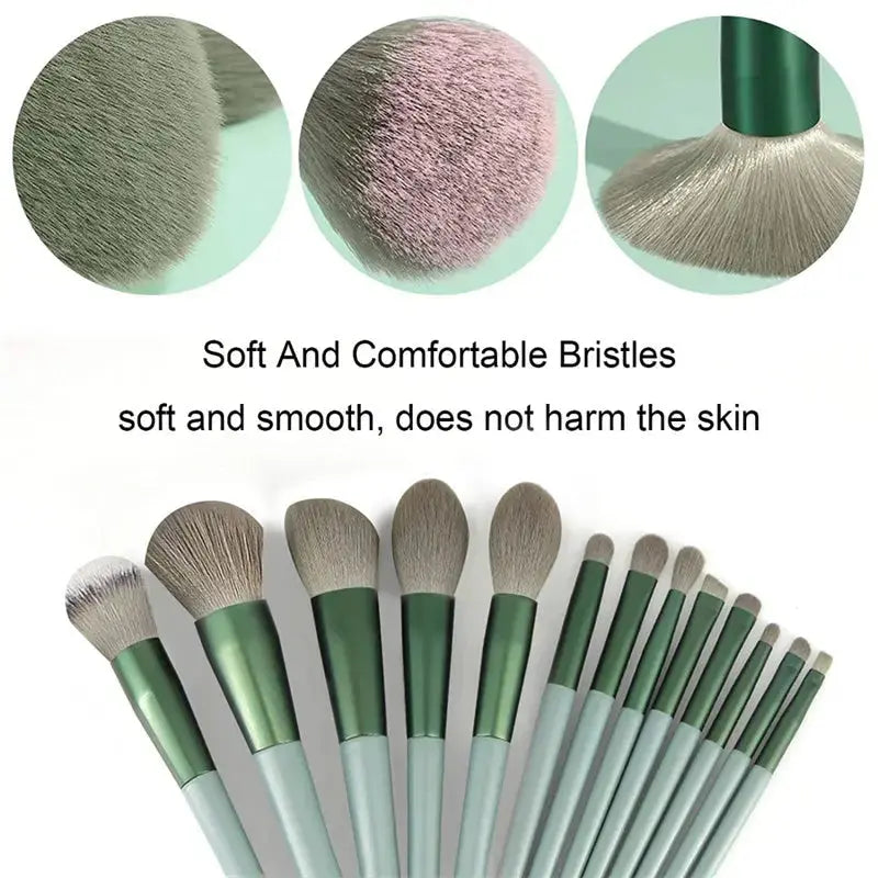 13-Piece Makeup Brush Set for Concealer, Blush, Powder, Eyeshadow, Highlighter, and Foundation Nestora