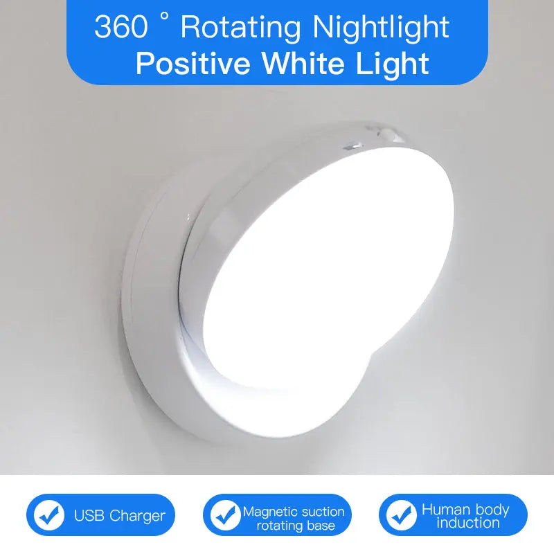Rotating Human Body Sensor Light for Hallway, Garage, Wardrobe, Motion Sensor Night Light Nestora