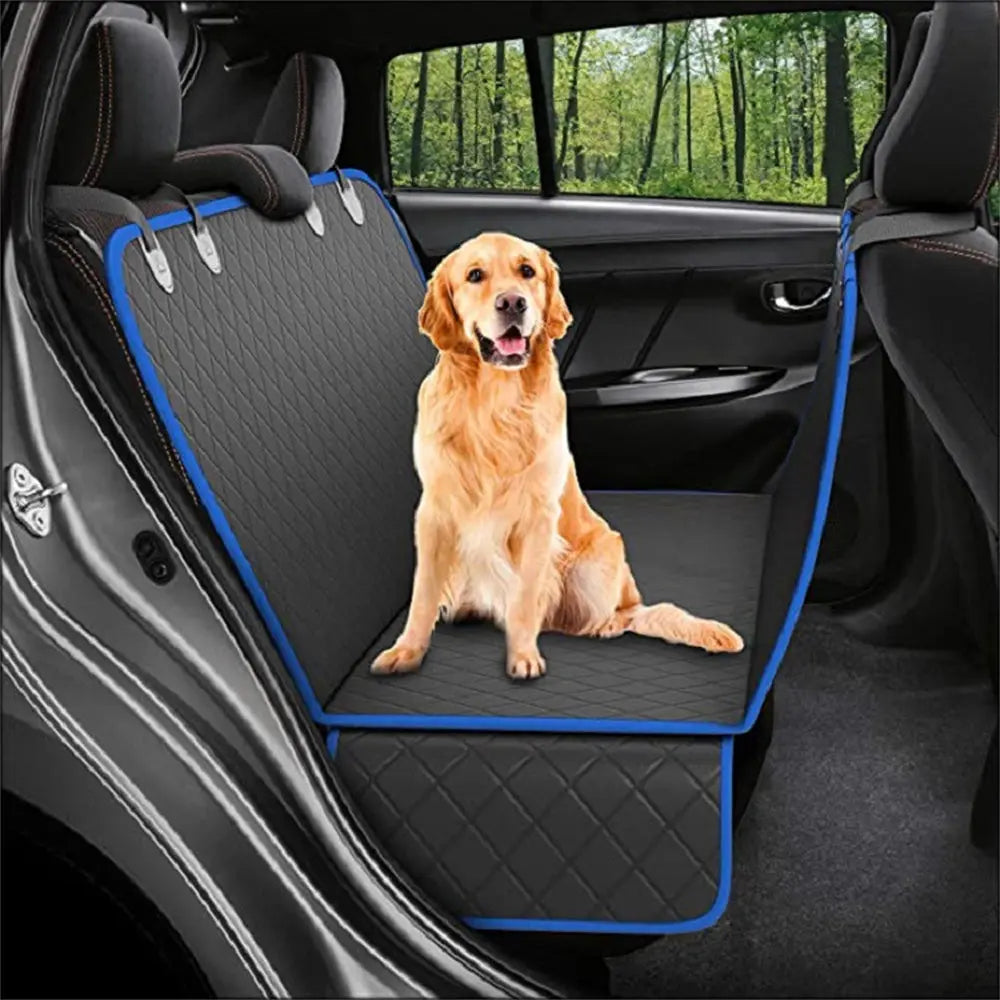 Dog Car Seat Cover with Mesh View, Pet Carrier Hammock, Safety Protector Rear Back Seat Mat with Zipper and Pocket for Travel Nestora