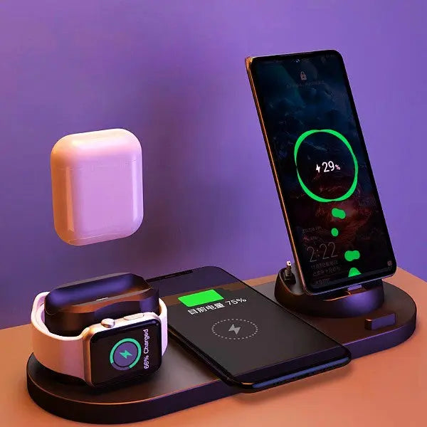 Wireless Charger for iPhone, Fast Charger for Phone, Fast Charging Pad for Phone, Watch 6-in-1 Charging Dock Station Nestora