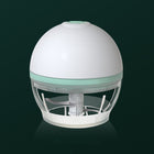 White and mint green electric milk frother with a clear base for kitchen use.