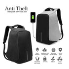 Anti-theft backpacks with USB charging port, water repellent and shockproof features.