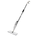 Adjustable spray mop with a white water tank and stainless steel handle for floor cleaning