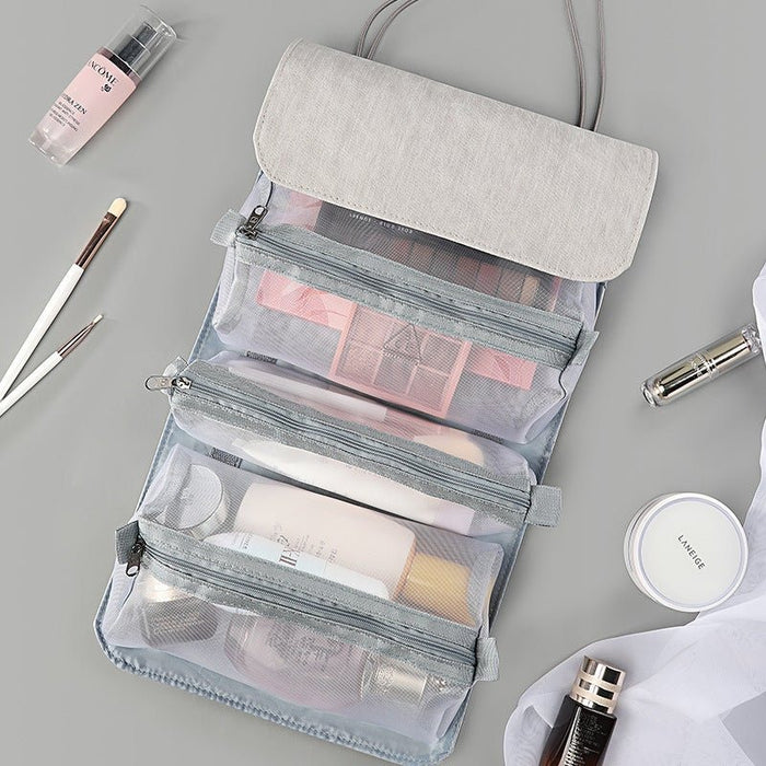 Nestora Detachable 4-Room Travel Makeup Bag – Foldable Large Capacity Cosmetic Pack