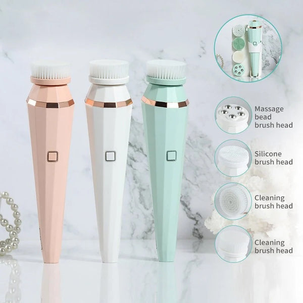 Nestora 4-in-1 USB Electric Facial Cleansing Brush – Soft Skin Care Face Massager
