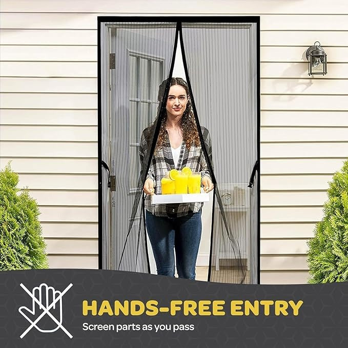 Nestora Hands-Free Magnetic Screen Door – Self-Closing Anti-Mosquito Mesh Door