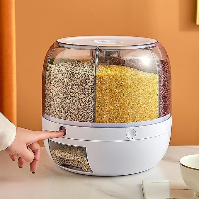 Nestora Rotating Food Storage Dispenser – Cereal & Grain Container, Kitchen Organizer