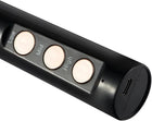 Close-up of a black handheld device featuring three speed control buttons labeled Low, Mid, and High.