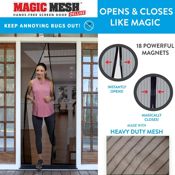 Nestora Hands-Free Magnetic Screen Door – Self-Closing Anti-Mosquito Mesh Door