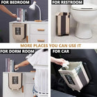 Versatile small hanging trash cans for bedroom, restroom, dorm, and car use.