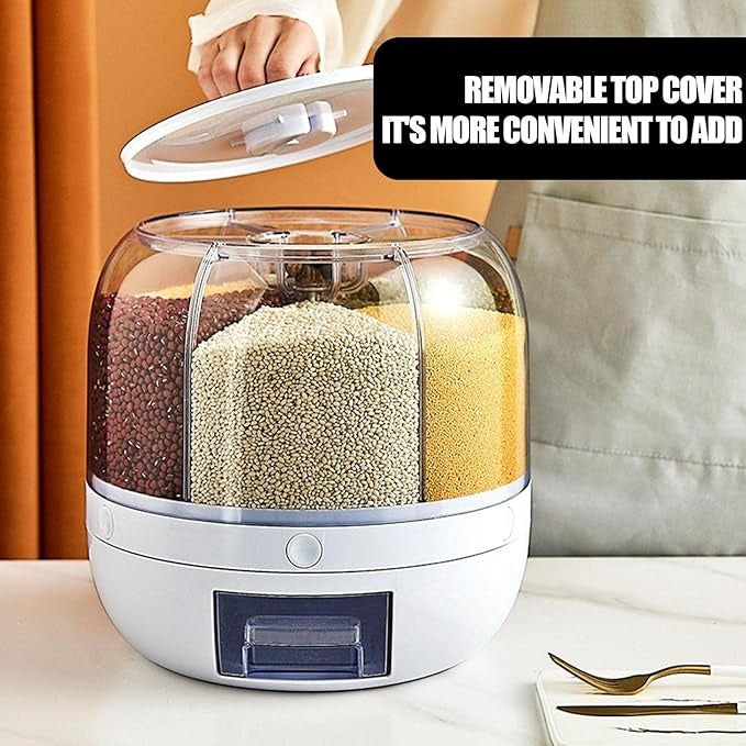Nestora Rotating Food Storage Dispenser – Cereal & Grain Container, Kitchen Organizer
