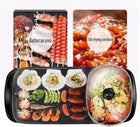 Multi-functional electric grill and hot pot with barbecue and stir-frying sections.