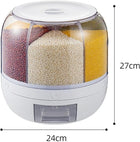 Circular rotating clear grain dispenser with compartments for kitchen food storage