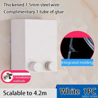 White retractable steel wire lock with installation guide and molding detail