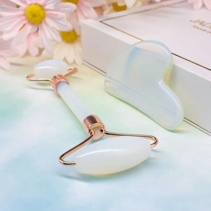 Nestora Face Opal Roller Set – Facial Massage Gua Sha Beauty Tool, Skin Care