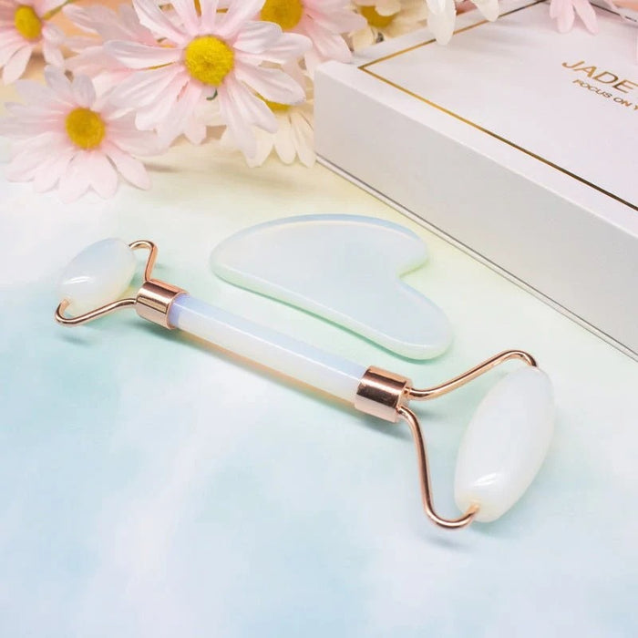 Nestora Face Opal Roller Set – Facial Massage Gua Sha Beauty Tool, Skin Care