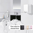 Retractable clothesline with white shirts on hangers and multiple color options displayed.
