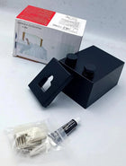 Black Japanese clothesline retractable laundry line with mounting hardware and packaging